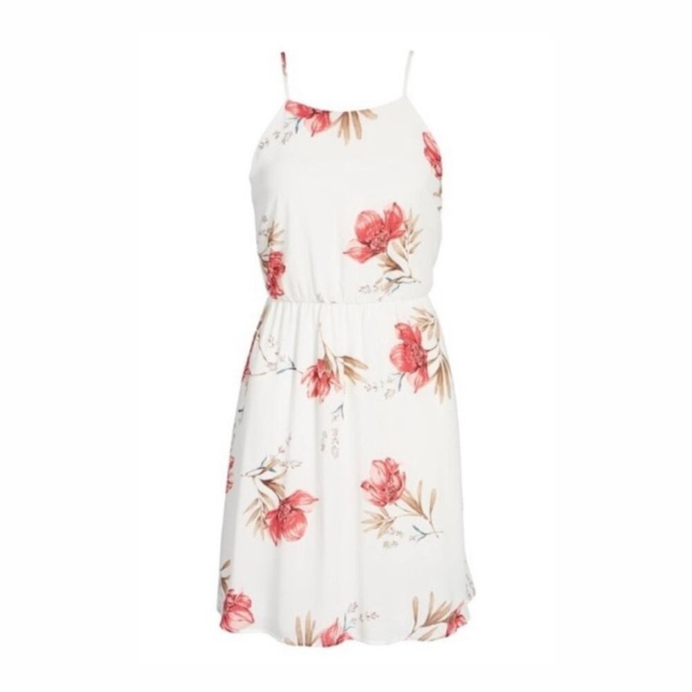 Lush Floral Strappy Back Tie Dress